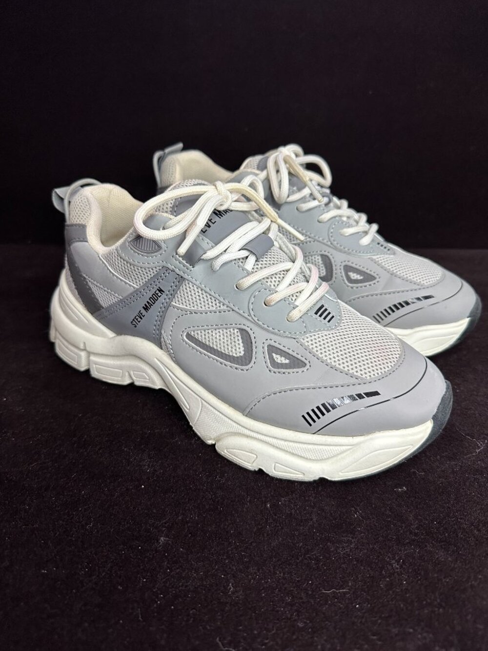 Steve Madden Possession Grey Platform Chunky Sneakers - Size 8